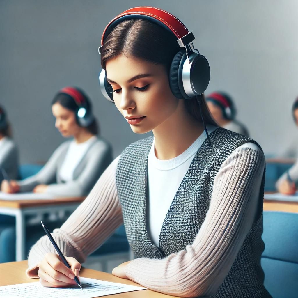Eine Gruppe von Studenten, die an einem Gedächtnistest teilnehmen und dabei Kopfhörer tragen, die Binaural Beats abspielen. Moderner, realistisch wirkender Raum. Eine Gruppe von Studenten, die an einem Gedächtnistest teilnehmen und dabei Kopfhörer tragen, die Binaural Beats abspielen. Moderner, realistisch wirkender Raum.